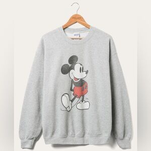 Junk Food Clothing x Disney Mickey Flea Market Fleece Heather Grey Sweatshirt—XL